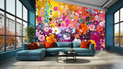 Colorful flower meadow in spring,  Wall mural